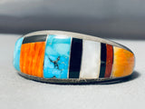 Thick Sturdy Vintage Native American Navajo Turquoise Sterling Silver Bracelet Cuff-Nativo Arts