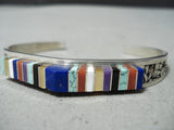 Native American One Of The Most Precise Protruding Inlay Turquoise Sterling Silver Bracelet-Nativo Arts