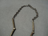 Amazing Vintage Native American Navajo Tubule Bead Sterling Silver Onyx Necklace Old-Nativo Arts