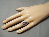Important Parrot Zuni Native American Coral Sterling Silver Ring-Nativo Arts