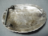 Mike Thomas Vintage Native American Navajo Kingman Turquoise Sterling Silver Buckle Old-Nativo Arts