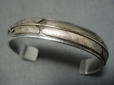 Heavy Vintage Native American Navajo Gold Sterling Silver Long Feather Bracelet-Nativo Arts