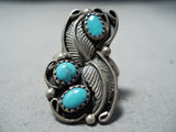 Expressive Vintage Navajo Turquoise Sterling Silver Ring Native American Old-Nativo Arts