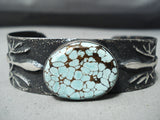 Rare Vintage Native American Navajo #8 Turquoise Sterling Silver Lizard Bracelet-Nativo Arts
