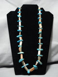 Huge Longer Vintage Navajo Turquoise Abalone Shell Native American Necklace Old-Nativo Arts