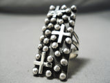 Towering Christian Cross Native American Navajo Sterling Silver Bead Ring-Nativo Arts