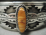 Important Vintage Native American Navajo Kee James Spiny Oyster Sterling Silver Bracelet-Nativo Arts