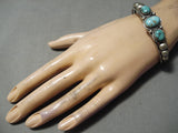 Breathtaking Vintage Native American Navajo Carico Lake Turquoise Sterling Silver Bracelet-Nativo Arts