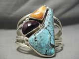 Native American Important Vintage Adam Fierro Spiderweb Turquoise Sterling Silver Bracelet-Nativo Arts