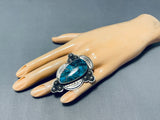 Amazing Vintage Native American Navajo Blue Diamond Sterling Silver Huge Ring-Nativo Arts