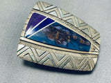 Native American Important Lee Epperson Vintagr Cherokee Lapis Sterling Silver Buckle-Nativo Arts