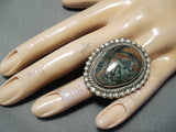 Incredible Navajo Green Kingman Turquoise Sterling Silver Ring Native American-Nativo Arts