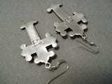 One Of The Most Detailed Native American Navajo Sterling Silver Cross Earrings!-Nativo Arts