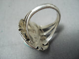 Gorgeous Vintage Native American Navajo Green Turquoise Sterling Silver Ring-Nativo Arts