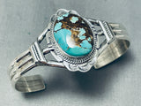Gorgeous Native American Navajo Signed 8 Turquoise Dome Sterling Silver Bracelet-Nativo Arts
