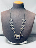 Native American Galloping Horse Vintage Southwest Sterling Silver Necklace-Nativo Arts