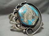 One Of The Best Vintage Native American Navajo Morenci Turquoise Sterling Silver Bracelet Old-Nativo Arts