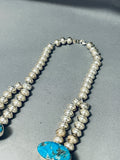 Rare Gilbert Turquoise Vintage Native American Navajo Sterling Silver Squash Blossom Necklace-Nativo Arts