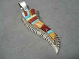 Native American Important Vintage Navajo David Tune Sterling Silver Turquoise Pendant-Nativo Arts