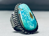 Very Rare Carico Lake Turquoise Vintage Native American Navajo Sterling Silver Ring Old-Nativo Arts