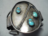 Huge Vintage Native American Navajo Turquoise Sterling Silver Bracelet-Nativo Arts