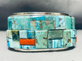 107 Gram Thick Native American Navajo Turquoise Sterling Silve Rcoral Bracelet-Nativo Arts