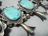 Women's Vintage Native American Navajo Huge Turquoise Sterling Silver Squash Bloossom Necklace-Nativo Arts