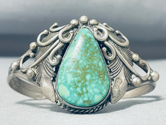 Important Vintage Native American Navajo Carico Lake Turquoise Sterling Silver Bracelet-Nativo Arts