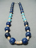 Amazing Vintage Native American Navajo Turquoise Lapis Sterling Silver Necklace-Nativo Arts