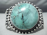 Native American Rare Circular Green Spiderweb Turquoise Sterling Silver Bracelet-Nativo Arts