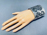 One Of The Biggest Best Vintage Native American Hopi Sterling Silver Bracelet Old-Nativo Arts