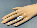 The Most Unique Native American Zuni Lapis Shell Sterling Silver Inlay Ring-Nativo Arts