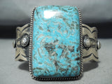 Chimney Butte Amazing Native American Navajo Pilot Mountain Turquoise Sterling Silver Bracelet-Nativo Arts
