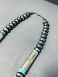 Intense Workmanship Native American Navajo Tubule Sterling Silver Turquoise Necklace-Nativo Arts