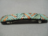 Native American Incredible Vintage Santo Domingo Rosetta Green Turquoise Hair Barrette Clip-Nativo Arts