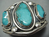 Museum Vintage Native American Navajo Turquoise Sterling Silver Heavy Bracelet-Nativo Arts