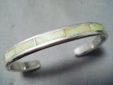 Exquisite Zuni Gaspeite Sterling Silver Bracelet Native American-Nativo Arts