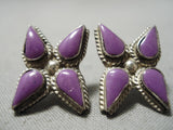 Incredible Vintage Native American Navajo Sugulite Steling Silver Earrings-Nativo Arts