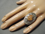 Heavy Huge Navajo Amber Sterling Silver Native American Ring Wow-Nativo Arts