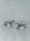 Native American Incredible Sterling Silver Horse Earrings Signed-Nativo Arts