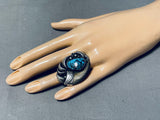One Of The Best Ever Vintage Native American Navajo Turquoise Bear Sterling Silver Ring-Nativo Arts