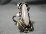 Stunning Vintage Navajo Long Pearl Leaf Sterling Silver Native American Ring-Nativo Arts