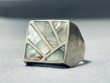 One Of The Most Unique Vintage Native American Navajo Abalone Sterling Silver Inlay Channel Ring-Nativo Arts