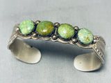 Gasp! Vintage Native American Navajo Green Turquoise Sterling Silver Concho Bracelet-Nativo Arts
