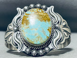 Opulent Native American Navajo #8 Turquoise Hand Repoussed Sterling Silver Bracelet-Nativo Arts