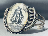 Native American Completely Hand Carved Vintage Navajo Sterling Silver Bracelet-Nativo Arts