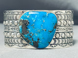 Amazing San Felipe Signed Pilot Mountain Turquoise Sterling Silver Huge Bracelet-Nativo Arts