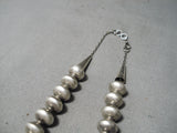 Rare Longer!! Vintage Native American Navajo Graduating Sterling Silver Hand Tooled Necklace Old-Nativo Arts