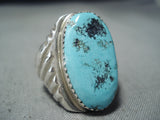 Marvelous Vintage Native American Navajo Blue Diamond Turquoise Sterling Silver Ring Old-Nativo Arts