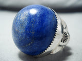 Astonishing Signed Native American Navajo Lapis Dome Sterling Silver Ring-Nativo Arts